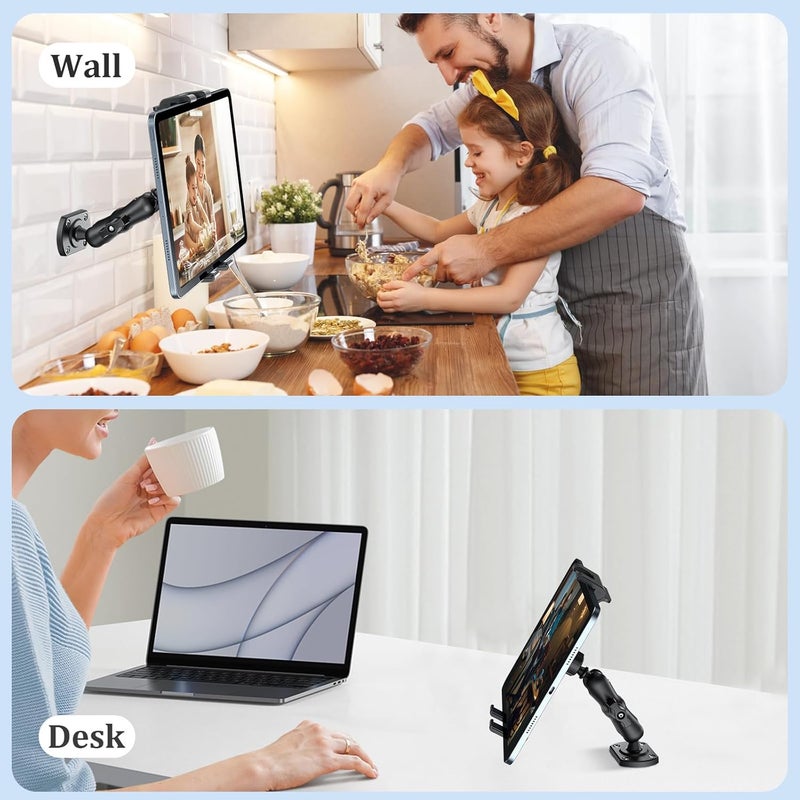 OHLPRO Tablet Holder for Car & Truck Dashboard Heavy Duty iPad Mount with Drill Base 360° Rotating Arm, Compatible with 5"-13" Tablets & Phones, Kindle, Ideal for Commercial Vehicles, Wall, Desk - Image 3